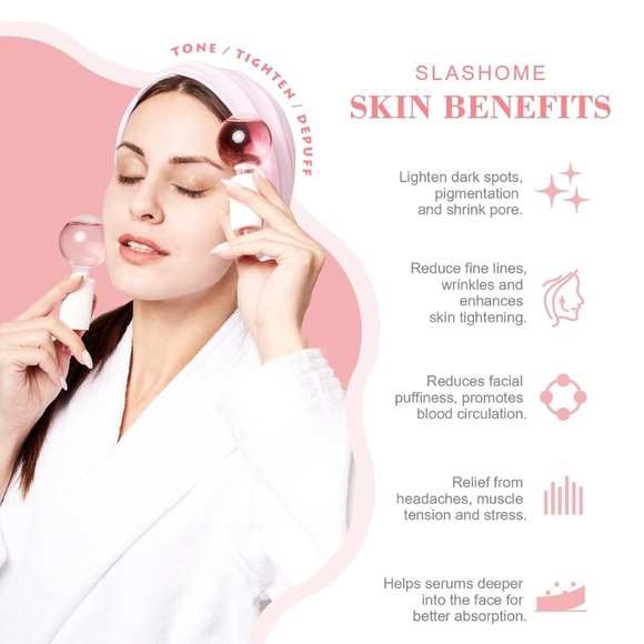 NIB slashome Ice Globes for Facials, Facial Cooling Neck & Eyes with Headband - Picture 2 of 5